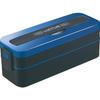 Asvel Lantus MC SS-T800C 2-Tier 800mL Lunch Box with Bag, Metallic Blue, 3158