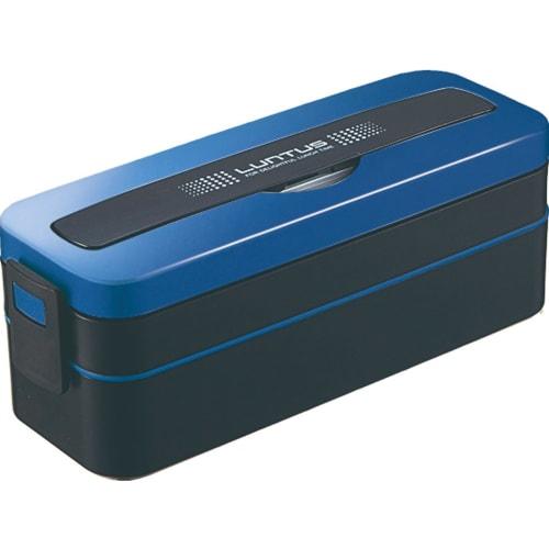 Asvel Lantus MC SS-T800C 2-Tier 800mL Lunch Box with Bag, Metallic Blue, 3158