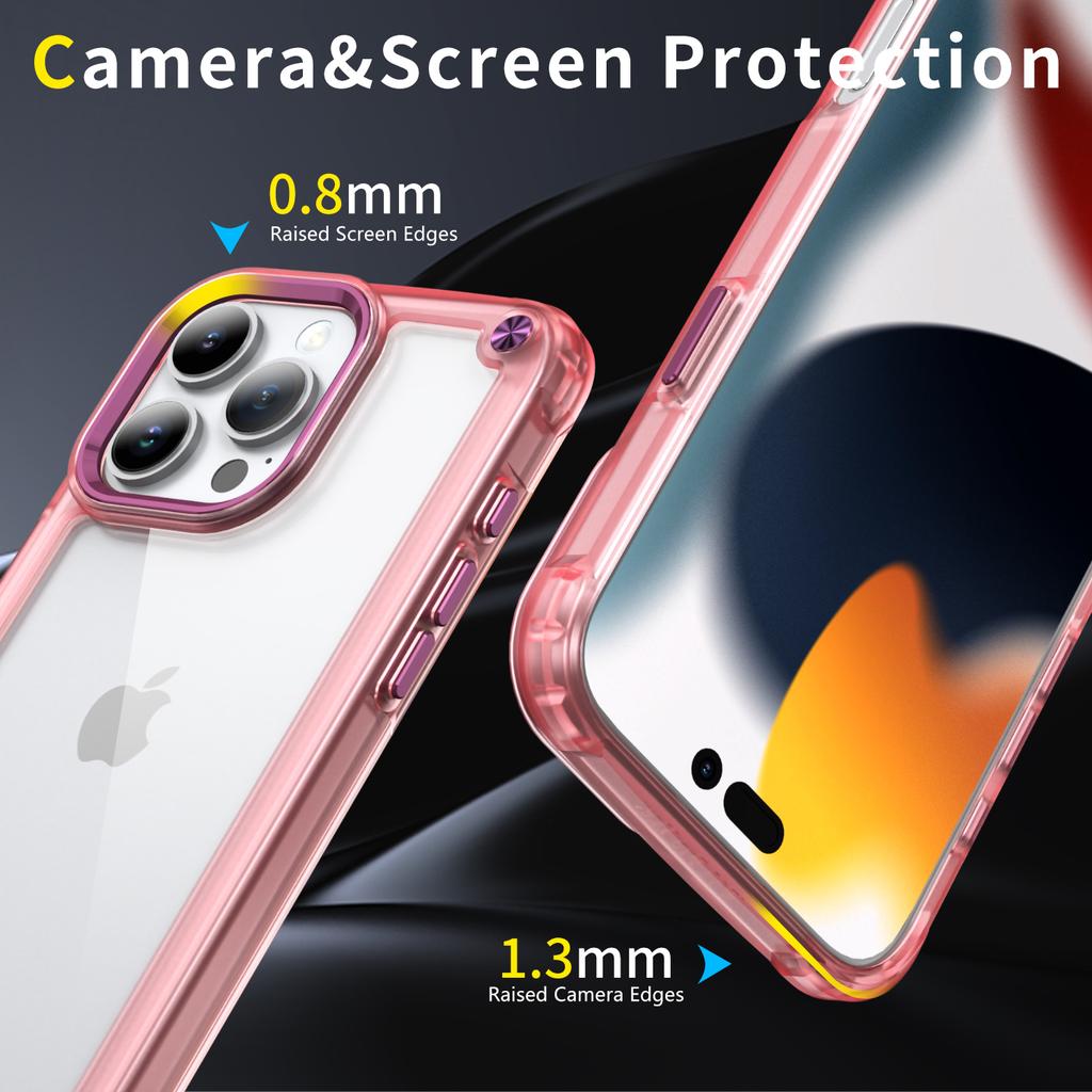 For iPhone 16 Pro Max Case Anti-Drop TPU Frame Clear PC Back Cover
