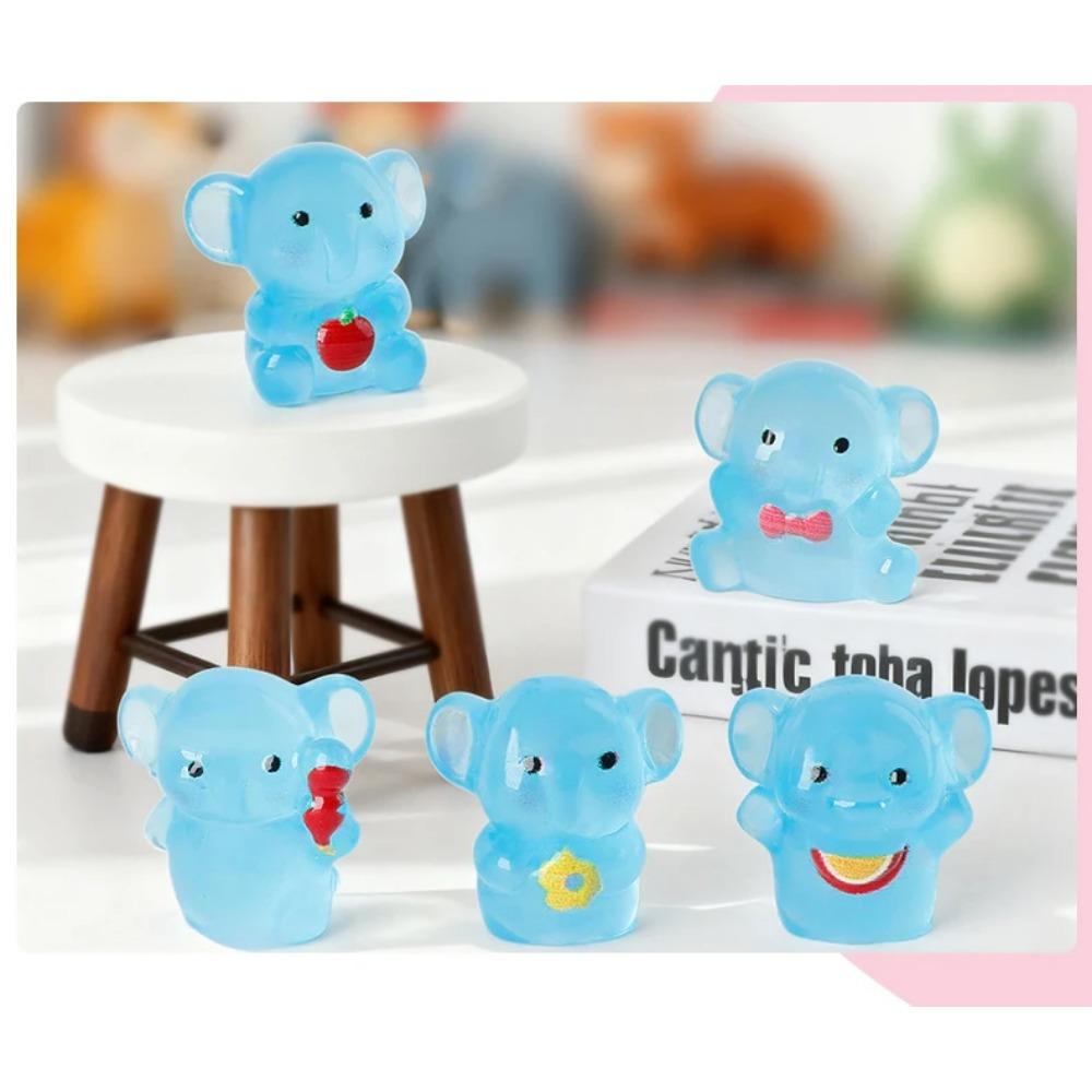 10 Pcs Glow-in-the-dark Cute Baby Elephant Resin Desktop Decorations Ornaments Diy Handmade Hairpin Keychain Accessories Toys