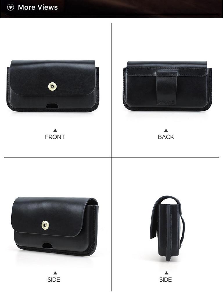 Black Angel Italian Leather Waist Pack for 6.9-inch Phones