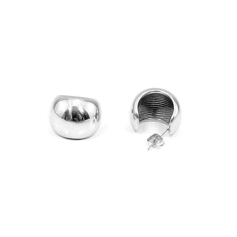 

Fashion Retro Spherical Stainless Steel Earrings C-Type Hollow Titanium Steel Wind Earrings