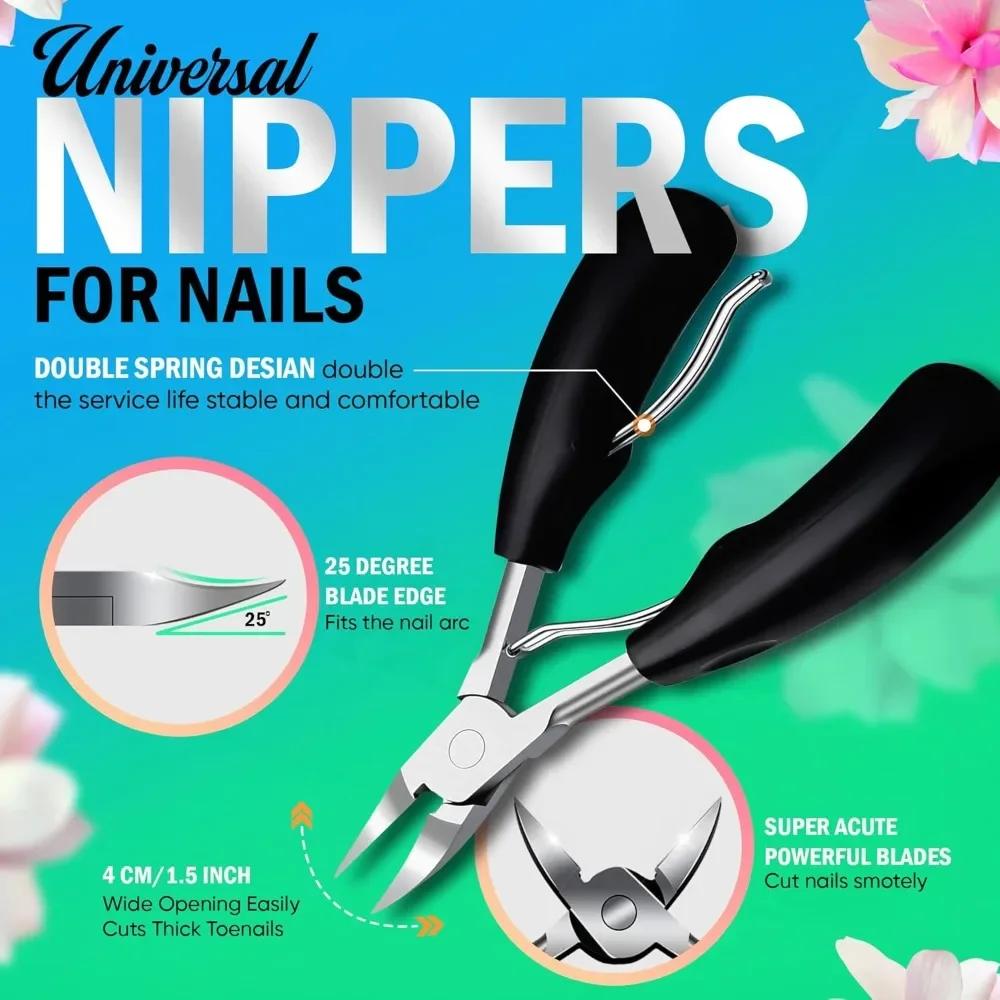 A Sturdy Toenail Clipper Set Suitable for Thick Nails and Internal Nails, with 7PC Stainless Steel Toenail Clippers for Trimming