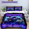 3PC Custom Name Electric Monster Truck Power Bedding Set Duvet Cover Closure Includes 1 Duvet Cover & 2 Pillowcases for Bedroom