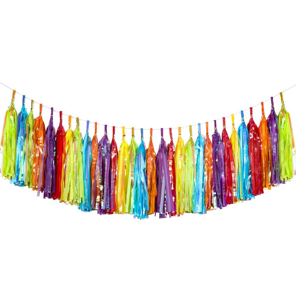 Party Unicorn Garland Rainbow Iridescent Tassel Garlands Paper Flower Wedding Decoration Birthday Baby Shower Party Decorations