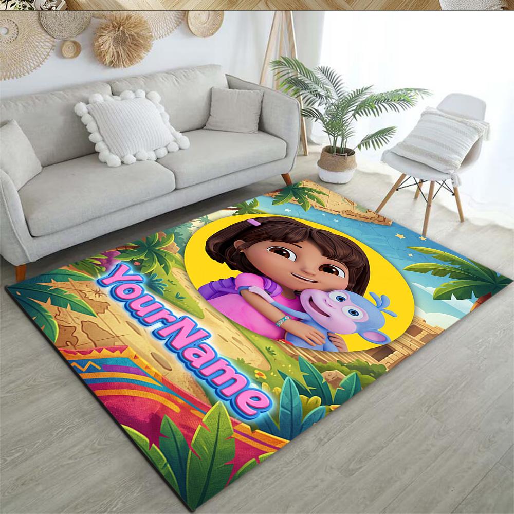 Dora Explorer Personalized Text Area Rug Design for Study room Dining Room Balcony Kitchen Antislip Carpet Anime Office Decor