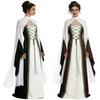 Medieval Gothic Costume Dress With Cape Women Halloween Party Cosplay Victorian Renaissance Outfit S-5XL