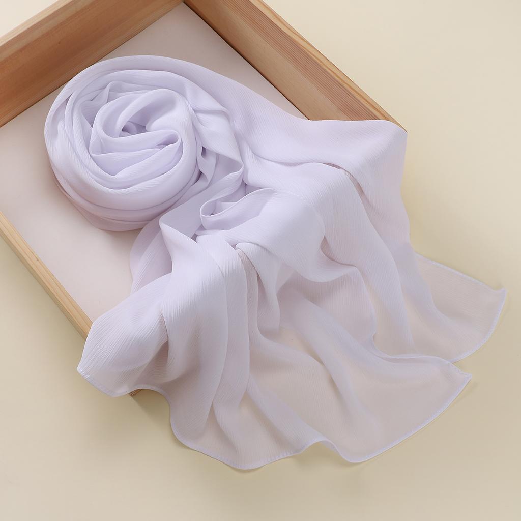 Muslim Plain Crinkle Hijabs Heavy Chiffon Scarf Arab Crepe Shawl Wraps Islamic Headband Solid Color Foulard Women