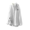 Women Loose Long Sleeve Slimming Trendy Spring Autumn Ladies Shirt Retro Embroidered Flower Cotton Linen Shirt