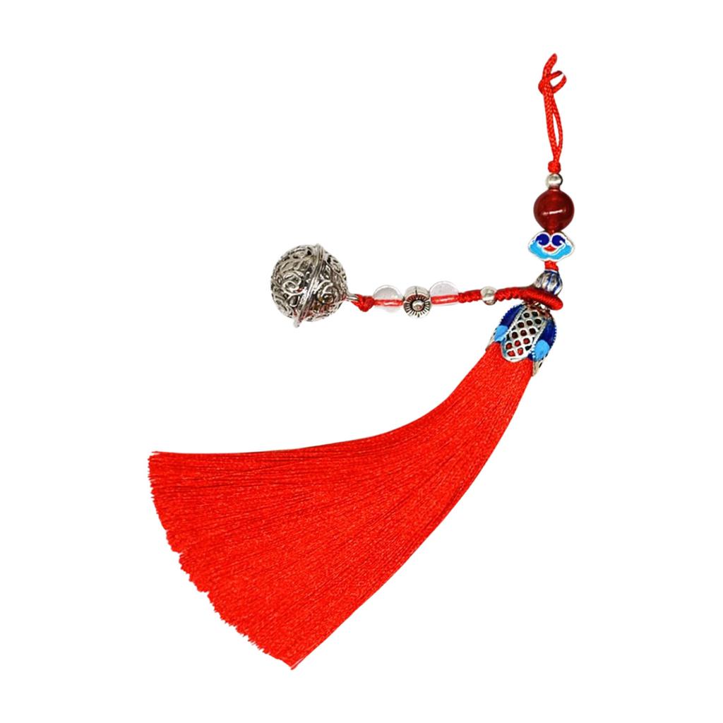 Exquisite Handmade Vintage Tassels Charm Bell Pendant Hanging Rope Ornament for Bags Or Keys Car Interior Decoration