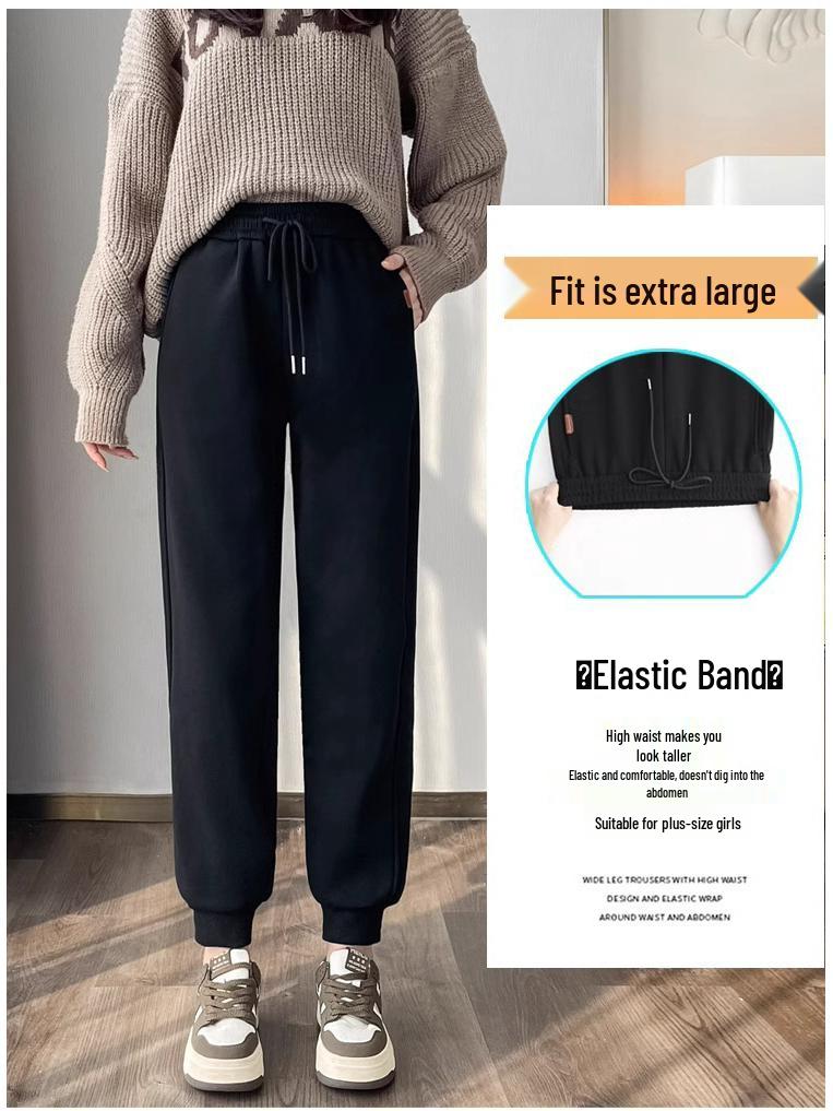 Women's Plus Size Fleece-Lined Lambswool Sweatpants - Winter Casual Loose Fit