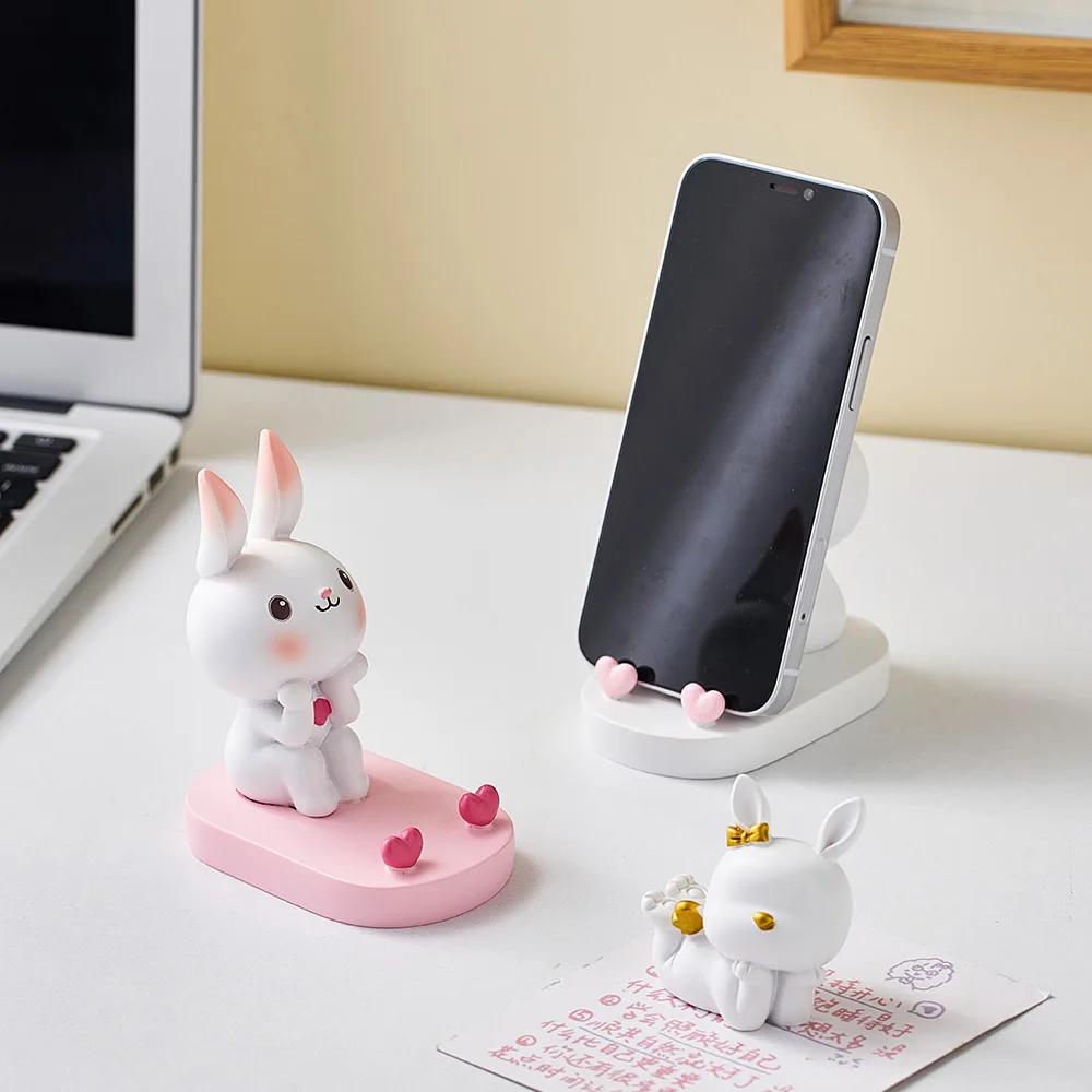 Minimalizm Słodkie Akcesoria Dekoracyjne Ozdoba Króliczka Uchwyt Na Telefon Biurkowy Uchwyt Do Przechowywania Różności Dekoracja Biurka Dekoracja Przedpokoju