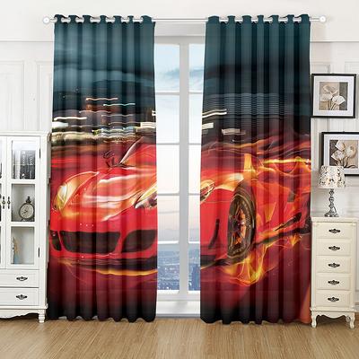3D Sports Racing Car Printed Windows Curtains for Boys Men Adults Beautiful Scenery Living Room Bedroom Kitchen Curtains Drapes