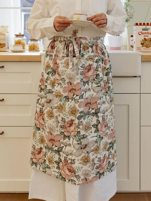 sosomoso floral half apron (2 colors) Deep Black (gift wrapped) (1,000 won)