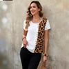Leopard Print Round Neck Top: Elegant Short Sleeve T-shirt for Women, Casual Spring and Autumn Style 2025