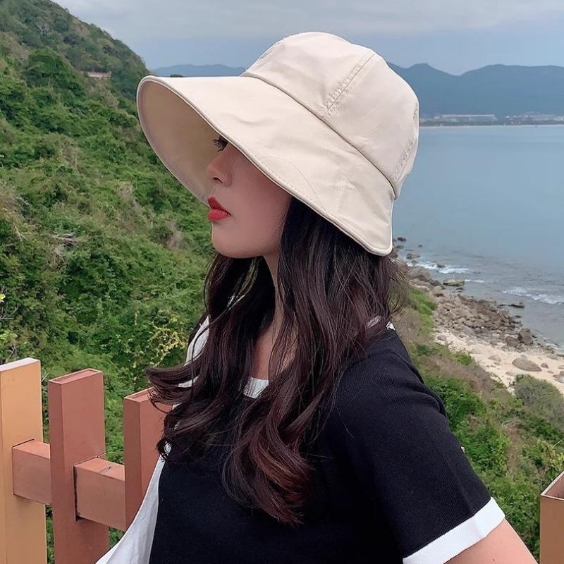 Bucket Hat Women's Summer Ponytail Breathable Sunscreen Sun Hat Anti-purple Line Vinyl Sun Hat Summer Hat