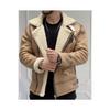 Men's Stone White Napa Leather Coat With Full Shearling Inside Northern Model Coat
