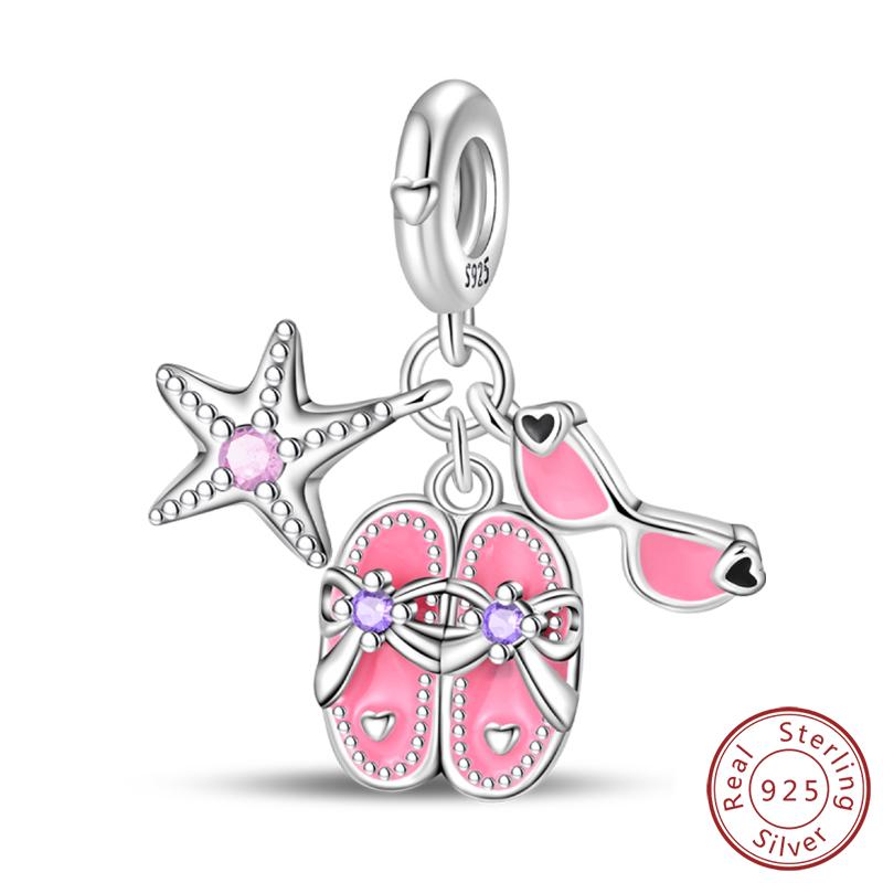100% 925 Silver Charms Pendant Airplane Beach Sailing Hat Sun Energetic Attractiveness Design For Fine Jewelry Making
