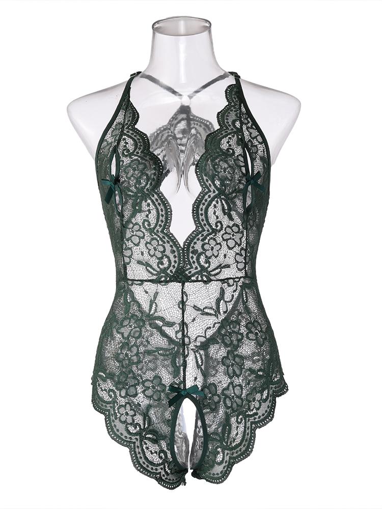 Nou în lenjerie sexy pentru femei Costume transparente Porno Teddy Babydoll Rochie din dantelă Lenjerie de corp de dimensiuni mari Lenjerie de dormit fără crotch