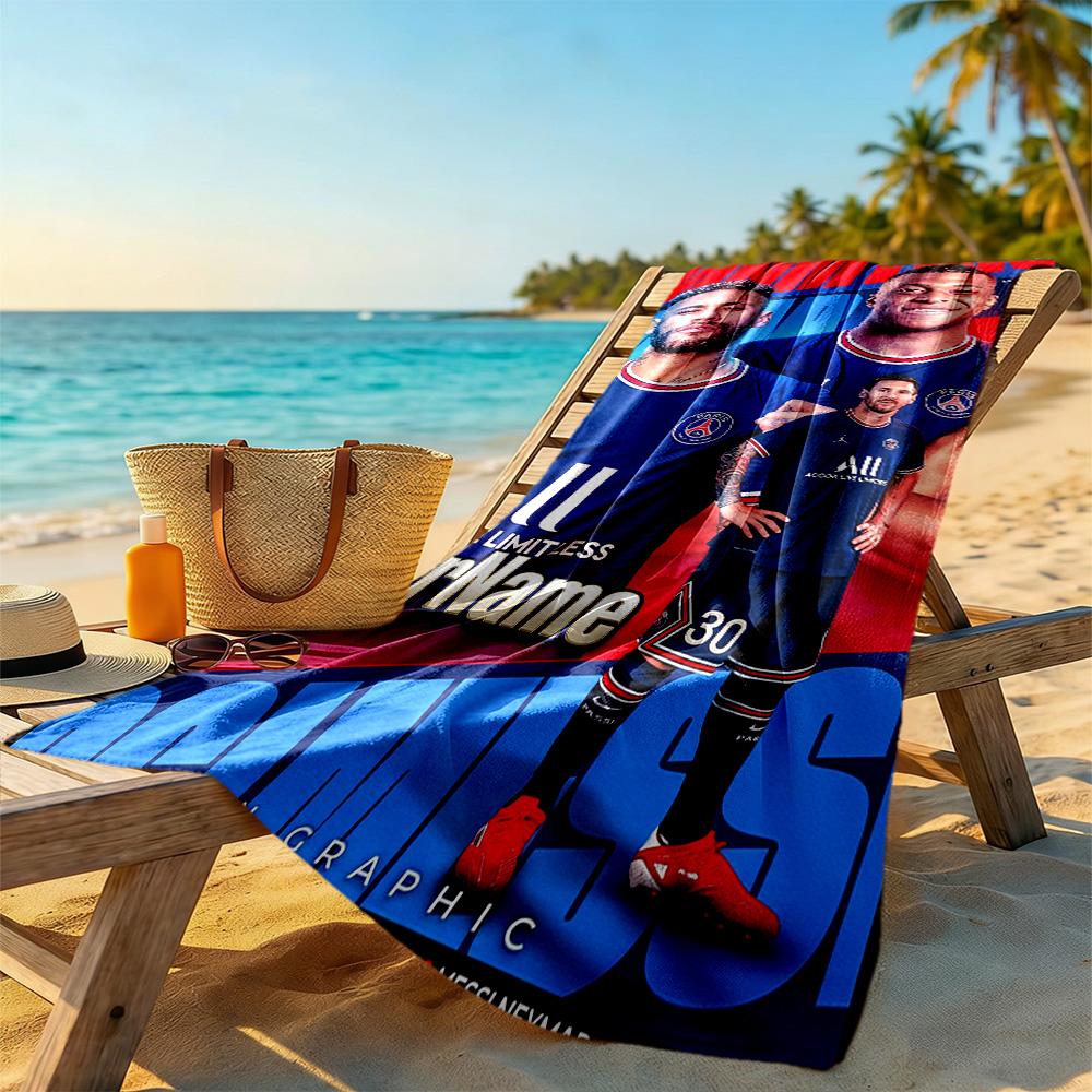 Mbappe Personalized Text Beach Towel Quick-Dry Soft Microfiber For Beach Bathroom Outdoor Swimming Pool Camping Picnic Yoga Diving Vacation Accessorie