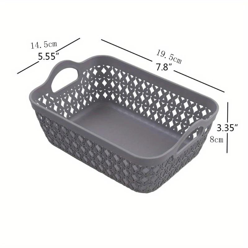 A Top-quality Hollowed out Side Woven Plastic Storage Box Simple Organizer Basket for Home Kitchen Sundry Goods