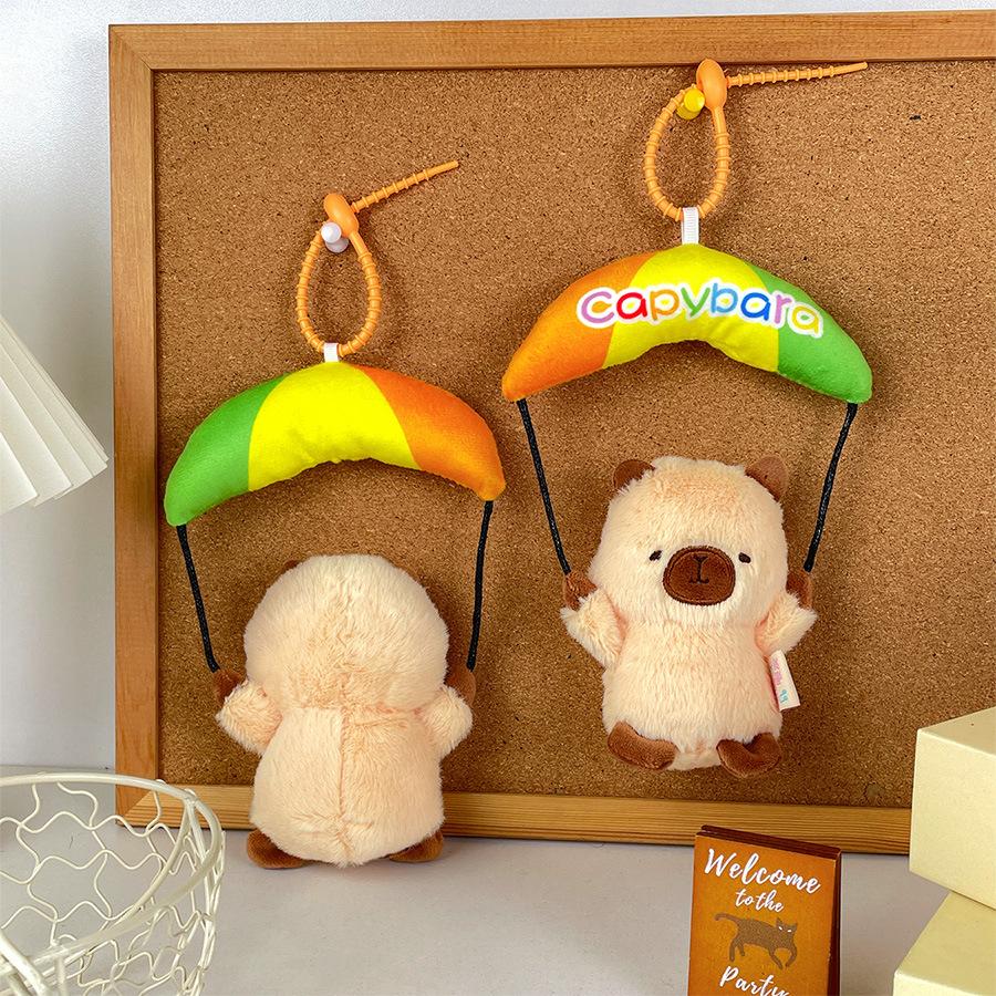 Cute Parachute Panda Doll Pendant Kapibala Doll Capigui Pig Plush Bag Hanging Decoration Birthday Gift