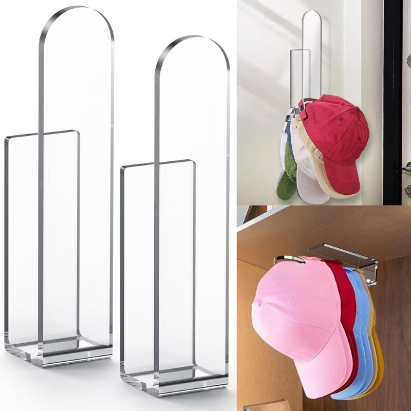 2er-Pack Klebrige Klare Hut-Haken Display- und Aufbewahrungsständer für Baseballkappen Acryl-Hut-Organizer für Männer Frauen