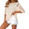 Women's Crochet Knit Hollow Short Sleeve Summer Top Beach Cover-Up