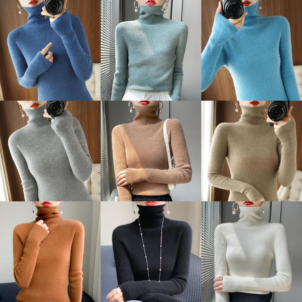 Korean Style Turtleneck Knit Sweater For Women With Ribbed Design For Casual Wear