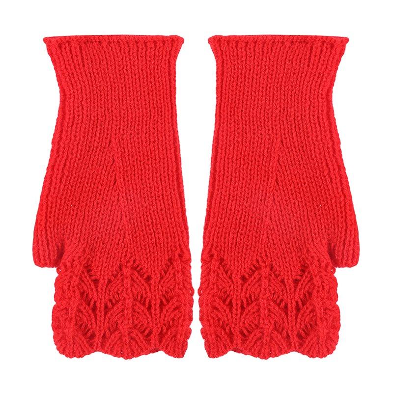 Autumn and Winter Women's Fashion All-match Knitted Warm Half Finger Gloves