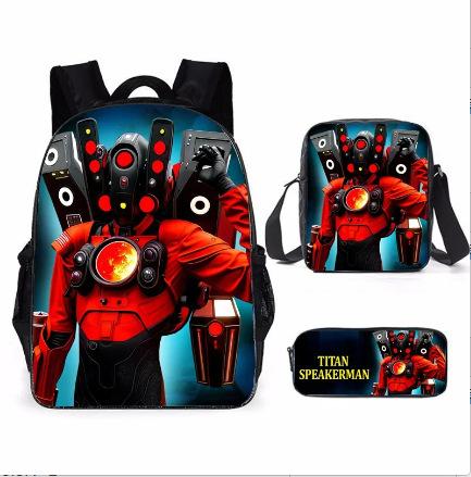 Skibidi toiletman schooltas titan monitorman rugzak schoudertas etui driekoppige set