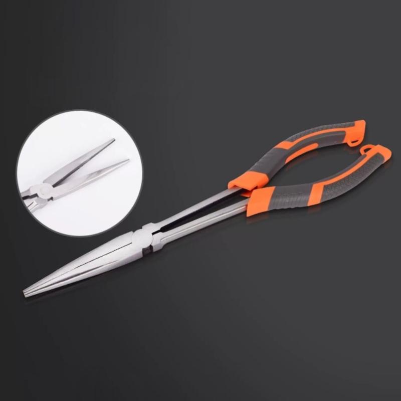11inch Multifunctional Long Reach Pointed Nose Pliers for Electricians, Anglers, and DIY Enthusiasts