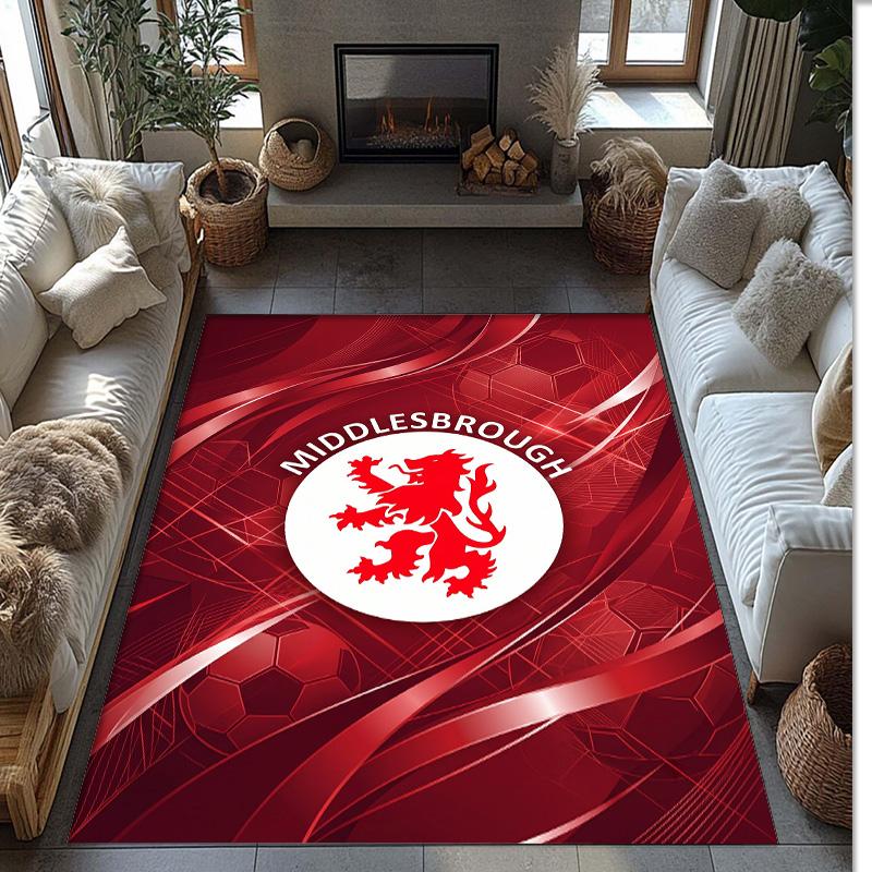 Tappeto Morbido per Pavimento Antiscivolo Decorazione Sportiva Middlesbrough FC Calcio Calcio Pattern per Camera da Letto