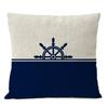 Home Decorative Navigation Blue Compass Anchor Pillow Cover Nautical Shell Fish Linen Pillow Case Mediterranean Cushion Cover