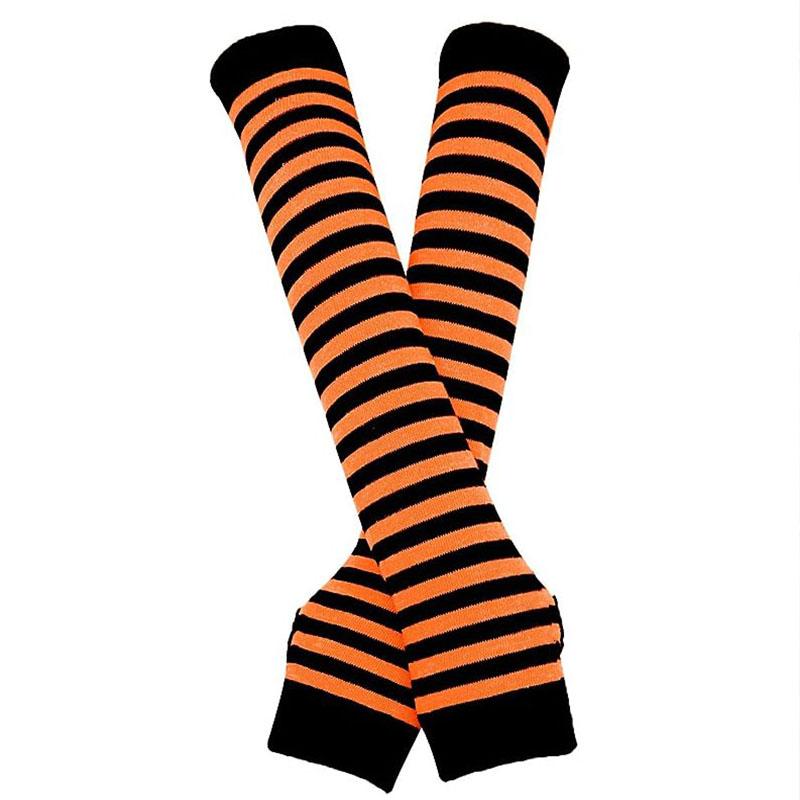 

Панк-готик-рок теплі рукавички без пальців на довгі руки чорний/помаранчевий