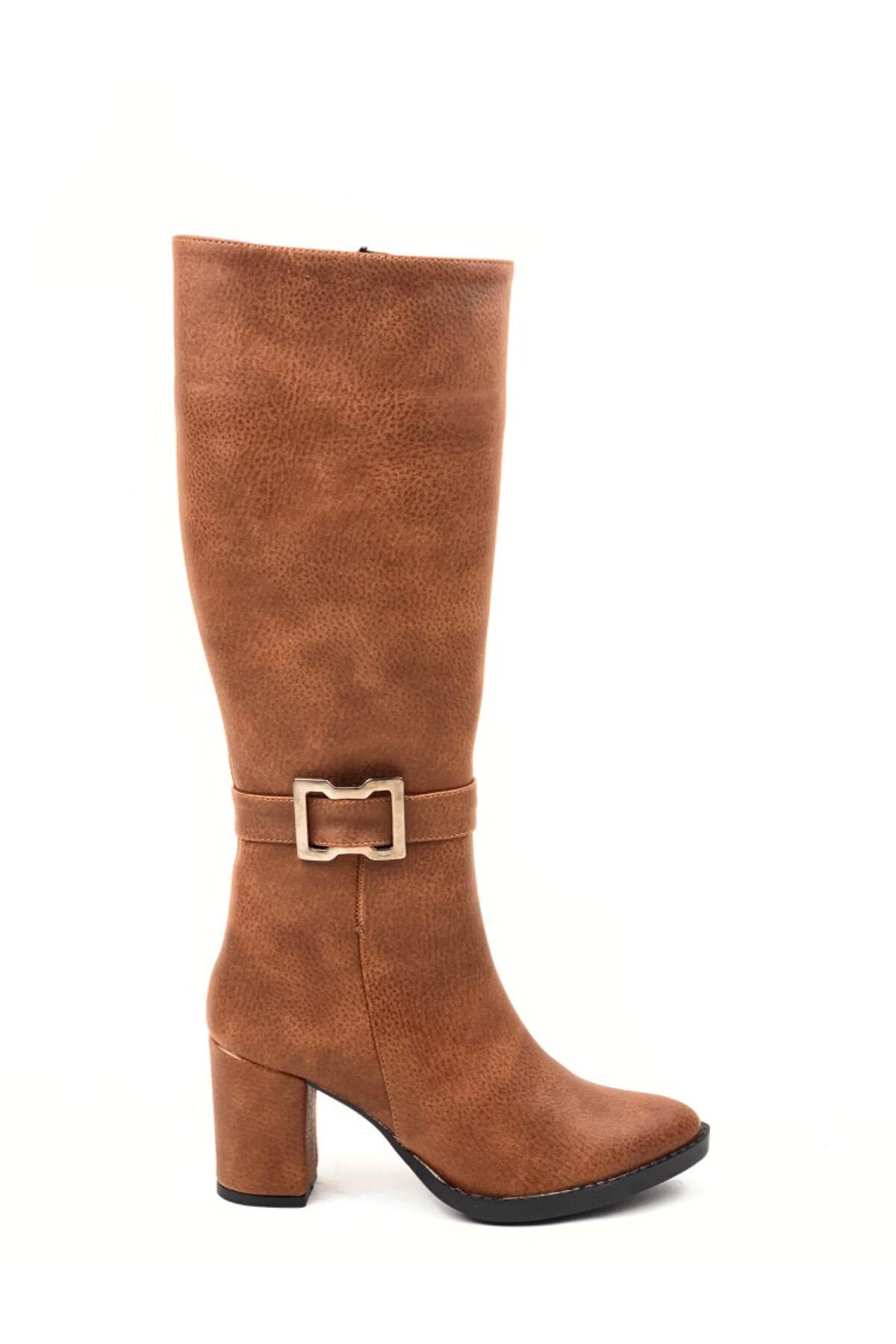 

Женские модные кожаные ботинки цвета парги ниже колена с пряжкой 39