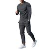 Men's European Style Two-Piece Suit: Fall 2022 Round Neck Long Sleeve T-Shirt & Trousers Casual Set