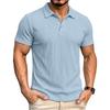 Mens Solid Color Short Sleeve Turn Down Collar Three Button Polo Shirt