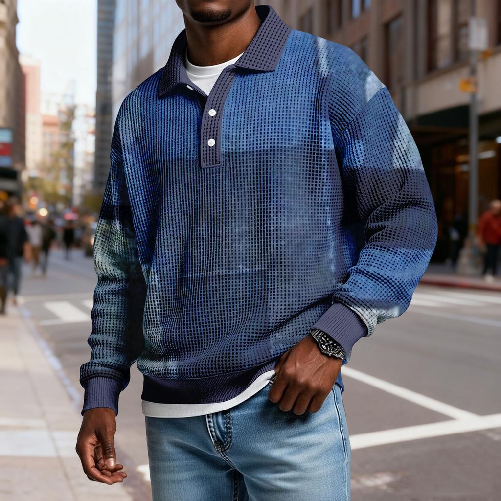 Men's Casual Loose-fitting Top Button-down Collar Long Sleeves