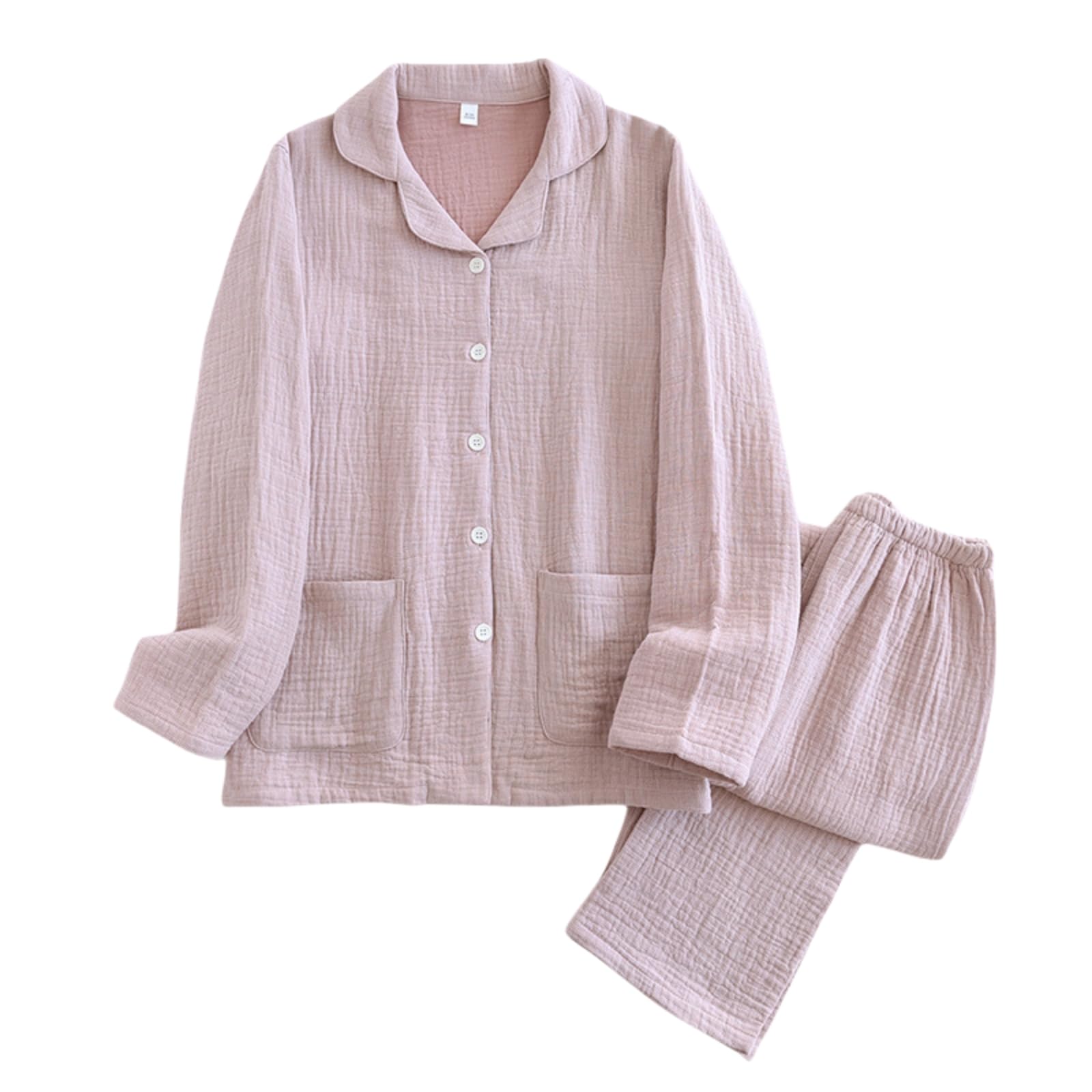 

GDenFrog Long Sleeve Quadruple and Gentle on the Available in Front and Suitable for and Available in and Women s Pajamas, 100% Cotton, Gauze, Warm, розовый