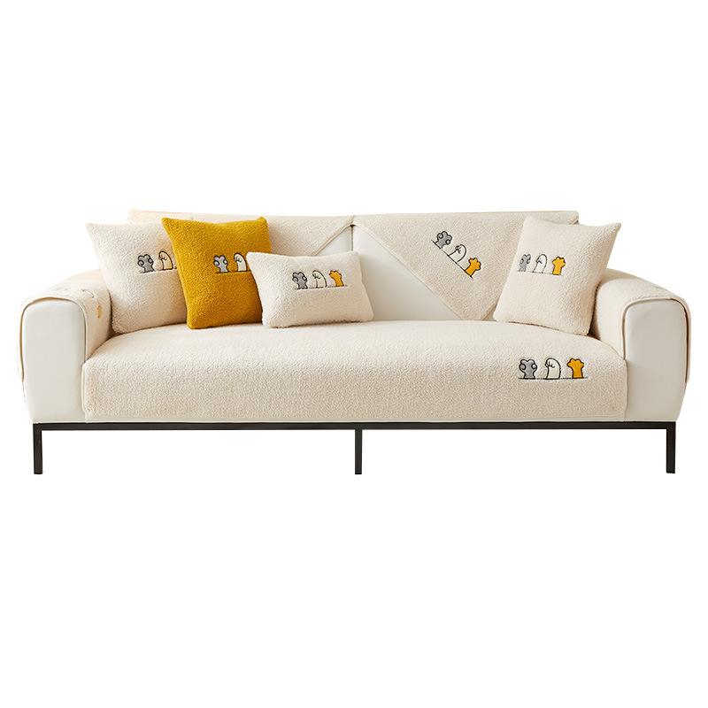 Winter Thickened Lambswool Sofa Cushions, Thickened Plush Cushions, New Sofa Covers