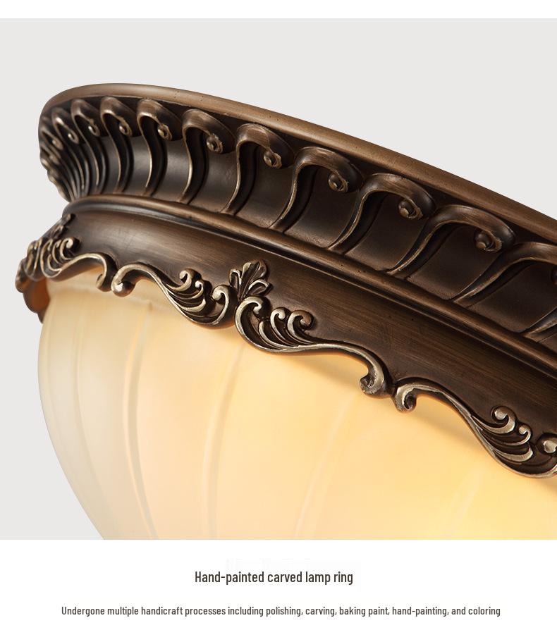 European Style Eye Protection Ceiling Light for Bedroom, Living Room, Balcony, and Entrance - French Retro Round Fixture