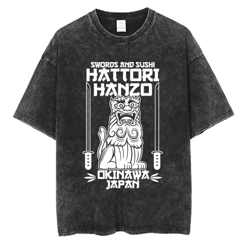 Famous Director Quentin Tarantino Movie Kill Bill Vintage Washed T Shirts Unisex Women Casual Cotton Retro Short Sleeve Tshirts