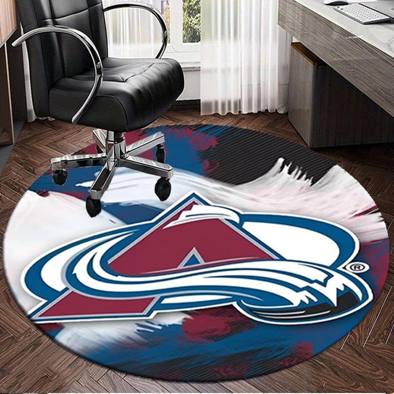1PC Colorado Hockey Round Rug, Non-slip Chair Mat, Home Decor, Circle Carpet Perfect for Office, Bedroom, Living Room,Christmas gift
