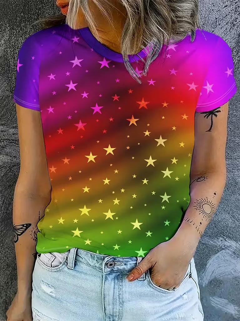 3D Gedrucktes T-Shirt Für Damen Oversized T-Shirts Tops Sommer Neue Harajuku T-Shirts Y2k Tops Lockere Kurzarm Pullover Kleidung
