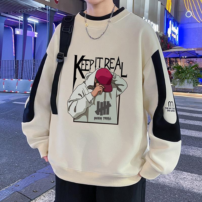 

Мужской теплый модный свитер большого размера из мягкой ткани высокого качества, свитер с круглым вырезом, свободная повседневная спортивная футболка с длинным рукавом, нижняя рубашка 8XL абрикосовый