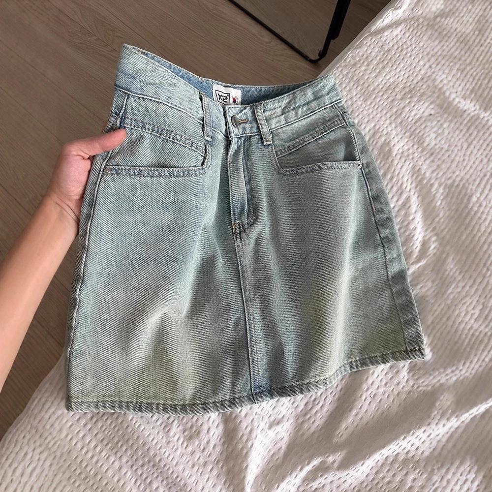 

Retro Bow Embroidered Denim Skirt for Women In Summer Hot Girl Hip-packing Miniskirt A-line Slim Skirt 4XL синий