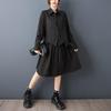 Long Sleeve Plus Size Black Cotton Vintage Dot New In Dresses for Women Casual Loose Spring Autumn Shirt Dress