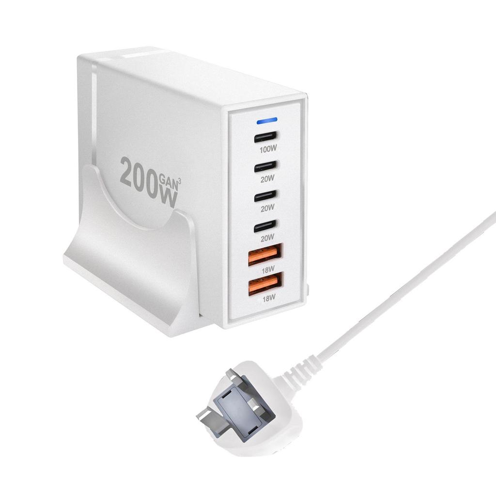 200W Multi-Port USB-PD Fast Charger for Laptops and Phones