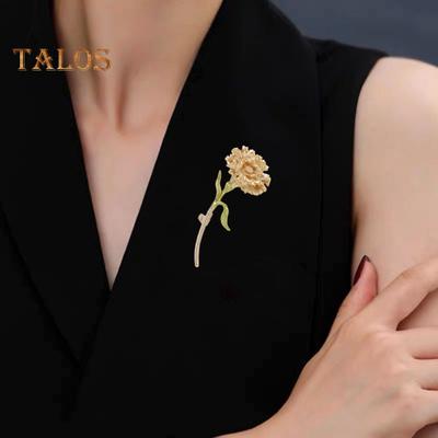 Alloy Enamel Carnation Flower Brooch Dripping Oil Process Pin Wear-Resistant Anti-Rust Brooch Versatile Collar Coat Accessory for Party